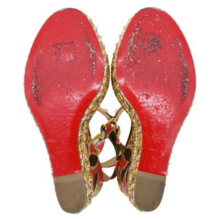 CHRISTIAN LOUBOUTIN | Pyra Clou Satin Floral Spike Wedge Sandals