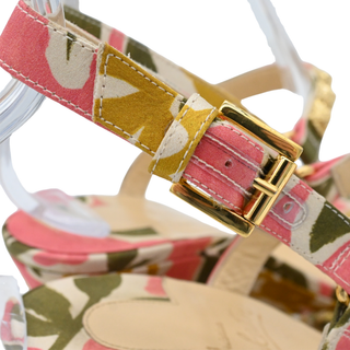 CHRISTIAN LOUBOUTIN | Pyra Clou Satin Floral Spike Wedge Sandals