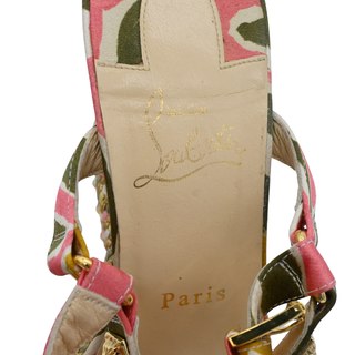 CHRISTIAN LOUBOUTIN | Pyra Clou Satin Floral Spike Wedge Sandals