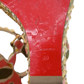 CHRISTIAN LOUBOUTIN | Pyra Clou Satin Floral Spike Wedge Sandals