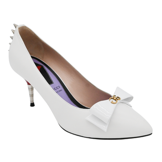 GUCCI | Sadie White Bow Leather Pumps