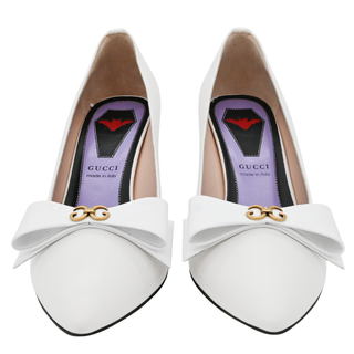 GUCCI | Sadie White Bow Leather Pumps