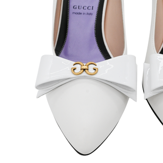 GUCCI | Sadie White Bow Leather Pumps