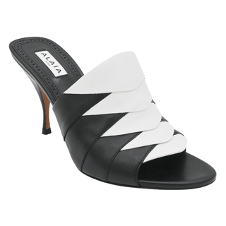 ALAIA | Black & White Leather Mules