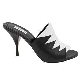 ALAIA | Black & White Leather Mules