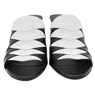 ALAIA | Black & White Leather Mules