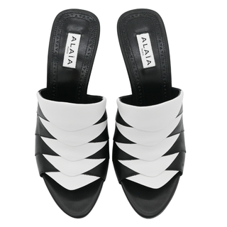 ALAIA | Black & White Leather Mules