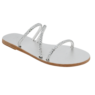 ANCIENT GREEK | Silver Polytimi Rhinestone Strappy Sandals
