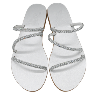 ANCIENT GREEK | Silver Polytimi Rhinestone Strappy Sandals