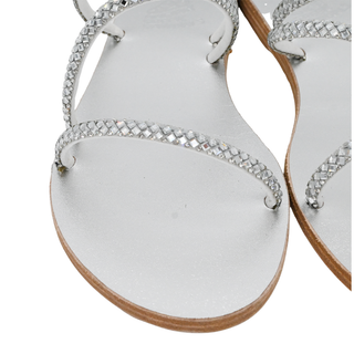 ANCIENT GREEK | Silver Polytimi Rhinestone Strappy Sandals