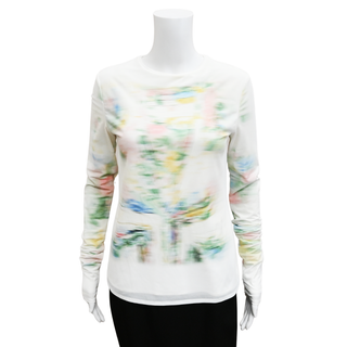 LOEWE | White Mesh Blurred Print Top