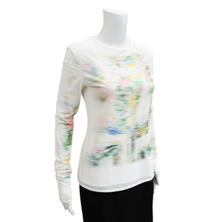 LOEWE | White Mesh Blurred Print Top