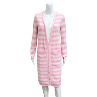 VALENTI | Pink Stripe Ischia Ribbed Knit Cardigan