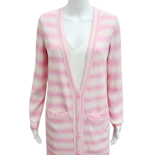 VALENTI | Pink Stripe Ischia Ribbed Knit Cardigan