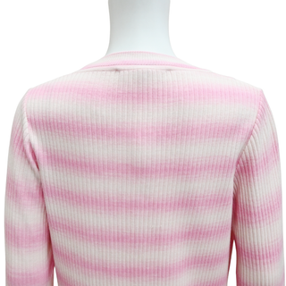 VALENTI | Pink Stripe Ischia Ribbed Knit Cardigan