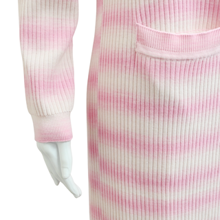 VALENTI | Pink Stripe Ischia Ribbed Knit Cardigan