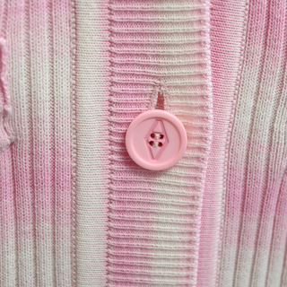 VALENTI | Pink Stripe Ischia Ribbed Knit Cardigan