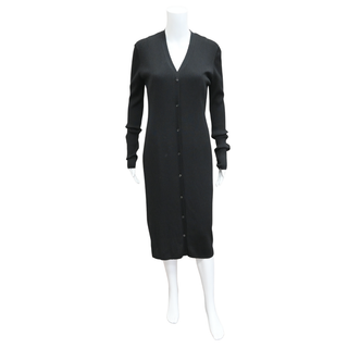 THE ROW | Black Ribbed Knit Long Cardigan