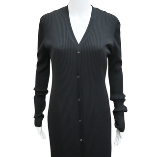 THE ROW | Black Ribbed Knit Long Cardigan