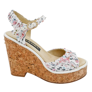 CHANEL | Multicolor Tweed Cork Platform Heels