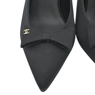 CHANEL | Black Satin Bow Slingback Pumps