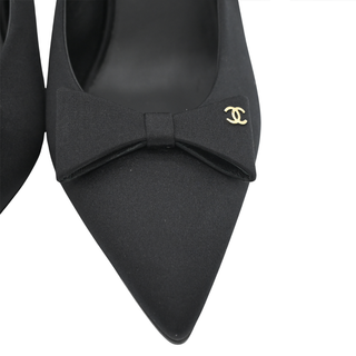 CHANEL | Black Satin Bow Slingback Pumps