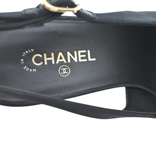 CHANEL | Black Satin Bow Slingback Pumps