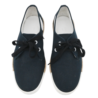 HERMES | Navy Canvas Rosa Espadrille Sneakers