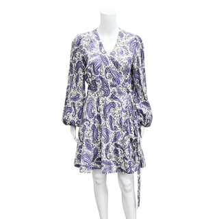 ZIMMERMANN | Devi Lucky Paisley Linen Wrap Mini Dress