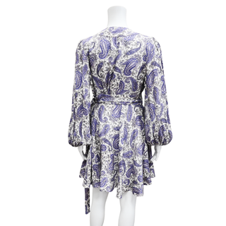 ZIMMERMANN | Devi Lucky Paisley Linen Wrap Mini Dress