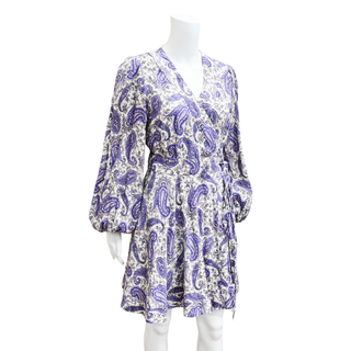 ZIMMERMANN | Devi Lucky Paisley Linen Wrap Mini Dress