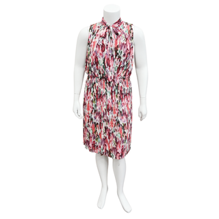 ST JOHN | Multicolored Pleated Printed Halter Dress