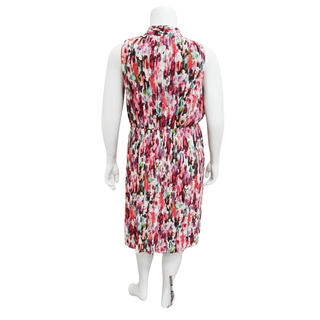 ST JOHN | Multicolored Pleated Printed Halter Dress
