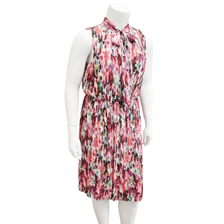 ST JOHN | Multicolored Pleated Printed Halter Dress