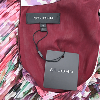 ST JOHN | Multicolored Pleated Printed Halter Dress