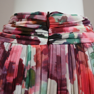 ST JOHN | Multicolored Pleated Printed Halter Dress