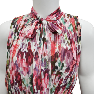 ST JOHN | Multicolored Pleated Printed Halter Dress