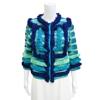 M MISSONI | Multicolored Striped Fringe Knit Jacket