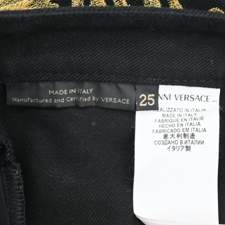 VERSACE | Black Denim Baroque Gold Metallic Embroidered Skinny Jeans
