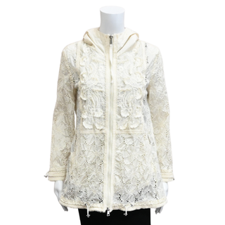 MONCLER | Madeleine Ivory Floral Embroidered Zip Jacket