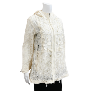 MONCLER | Madeleine Ivory Floral Embroidered Zip Jacket