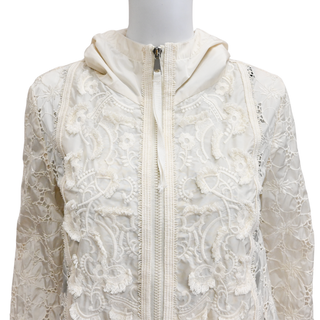 MONCLER | Madeleine Ivory Floral Embroidered Zip Jacket