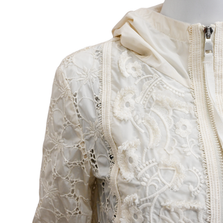 MONCLER | Madeleine Ivory Floral Embroidered Zip Jacket