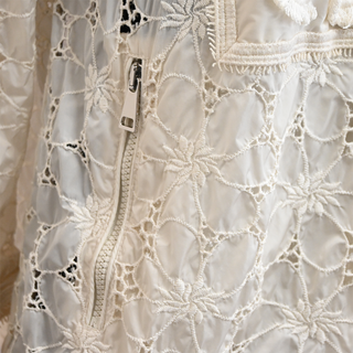 MONCLER | Madeleine Ivory Floral Embroidered Zip Jacket