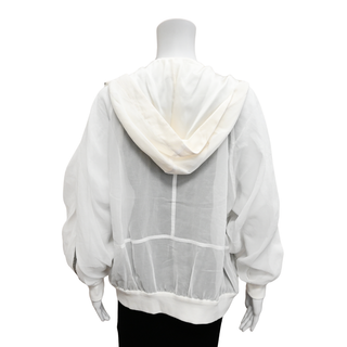 BRUNELLO CUCINELLI | Off-White Organza Monili Zip Bomber Jacket