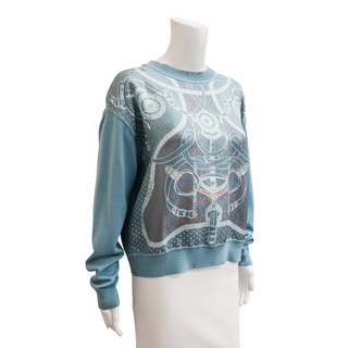 HERMES | Blue Printed Long-Sleeve Sweater