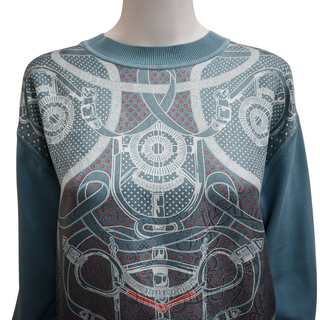 HERMES | Blue Printed Long-Sleeve Sweater