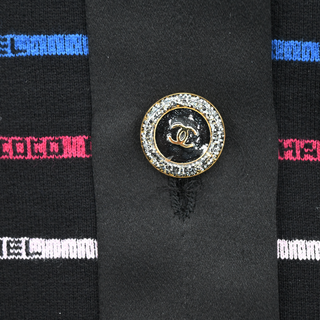 CHANEL | Multicolor Logo Stripe Knit Mini Dress