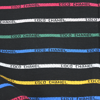 CHANEL | Multicolor Logo Stripe Knit Mini Dress