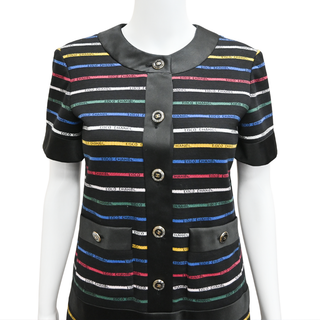 CHANEL | Multicolor Logo Stripe Knit Mini Dress